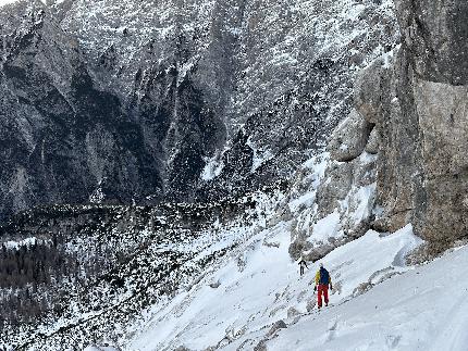 Archi del Vento, Monte Duranno, Friuli Dolomites, Mirco Grasso, Francesco Rigon, Luca Vallata - The first ascent of 'Archi del Vento' on Naso del Monte Duranno in the Friuli Dolomites (Mirco Grasso, Francesco Rigon, Luca Vallata 24/12/2024)