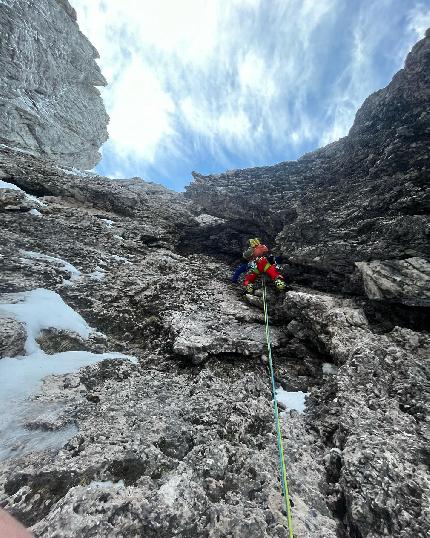 Agner, Dolomiti, Simon Gietl, Lukas Hinterberger, Michael Wohlleben - Ultima perla ground-up sulla Nord dell'Agner nelle Dolomiti (Simon Gietl, Lukas Hinterberger, Michi Wohlleben 27-29/12/2023)