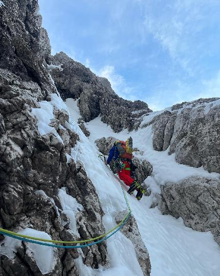 Agner, Dolomiti, Simon Gietl, Lukas Hinterberger, Michael Wohlleben - Ultima perla ground-up sulla Nord dell'Agner nelle Dolomiti (Simon Gietl, Lukas Hinterberger, Michi Wohlleben 27-29/12/2023)