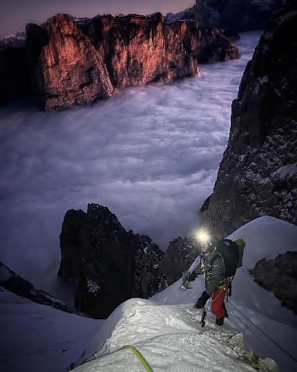 Agner, Dolomiti, Simon Gietl, Lukas Hinterberger, Michael Wohlleben - Ultima perla ground-up sulla Nord dell'Agner nelle Dolomiti (Simon Gietl, Lukas Hinterberger, Michi Wohlleben 27-29/12/2023)