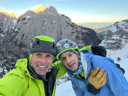 Cima delle Fontane Fredde, Brenta Dolomites, Davide Galizzi, Daniele Leonardelli - The first ascent of 'Trilly occhi di ghiaccio' on Cima delle Fontane Fredde, Brenta Dolomites (Davide Galizzi, Daniele Leonardelli 22/12/2023)