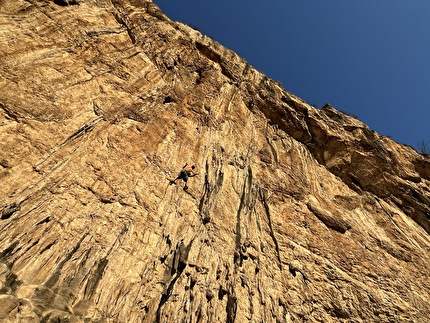 Stefano Carnati, Mišja Peč, Slovenia - Stefano Carnati climbing 'Xaxid hostel' (9a) at Mišja Peč in Slovenia