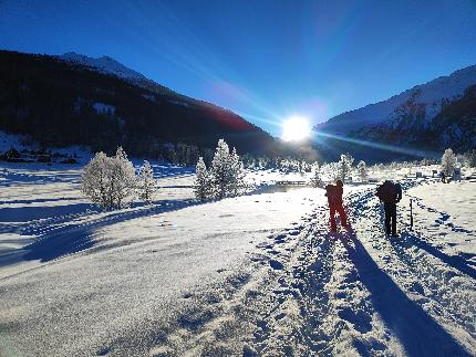 Valle Argentera, Fabrizio Cuniberti, Diego Margiotta, Lucio Rinetti - The approach to 'Ecofly' in Valle Argentera, Val di Susa, Italy (Fabrizio Cuniberti, Diego Margiotta, Lucio Rinetti 20/01/2024)