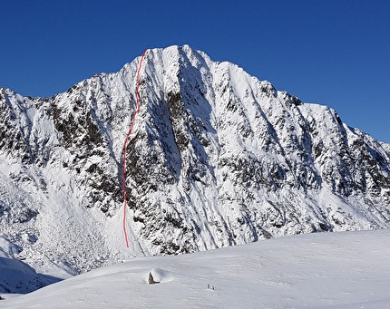 Monte Pedena colatoio est salito nelle Alpi Orobie da Valentino Cividini e Samuele Morettini