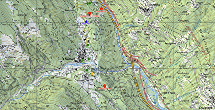 Chironico - Chironico mappa dei parcheggi temporanei (TAP) e le tre zone di sosta notturna