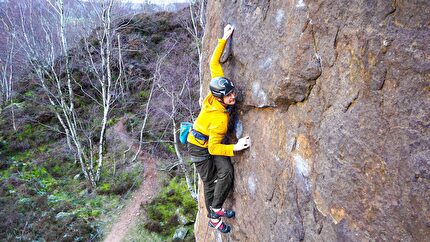 Pete Whittaker - Pete Whitakker making the second ascent of 'Pure Now' (E9 6c) at Millstone Edge, UK. The first ascent was carried out bt Tom Randall in March 2014