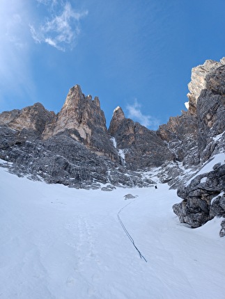 Crozzon di Val d’Agola, Brenta Dolomites, Nicola Castagna, Francesco Salvaterra - The first ascent of 'La Concha de la lora' on Crozzon di Val d’Agola in the Brenta Dolomites (Nicola Castagna, Francesco Salvaterra 25/01/2024)