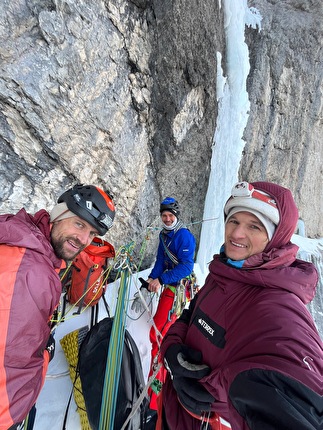 Agner, Dolomiti, Simon Gietl, Lukas Hinterberger, Michael Wohlleben - La salita di 'Ultima perla' ground-up sull'Agner, Dolomiti (Simon Gietl, Lukas Hinterberger, Michi Wohlleben 27-29/12/2023)