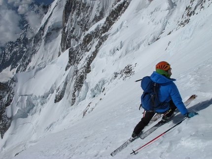 Giuseppe Dallona - Francesco Civra Dano - Discesa con gli sci della Via Tardivel, Brenva, Parete Sud del Monte Bianco