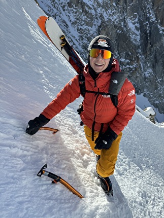 Aiguille d’Argentière, Arête Charlet Straton, Tom Lafaille, Fay Manners - Making the first ski descent of Stratonspherique on Aiguille d’Argentière (Tom Lafaille, Fay Manners 17/02/2024)