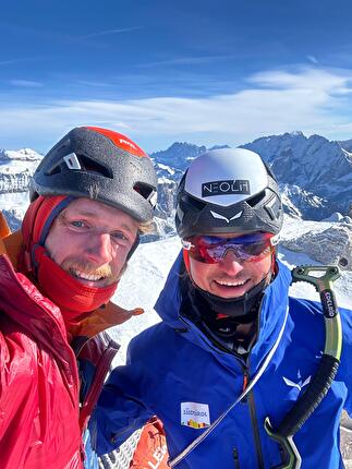 Sassolungo, Dolomiti, Martin Feistl, Simon Gietl - L'apertura di 'Aura' sulla parete NE del Sassolungo, Dolomiti (Martin Feistl, Simon Gietl 02-03/02/2024)