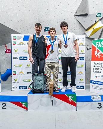 Coppa Italia Boulder 2024 - 2. Pietro Biagini 1. Nicolò Sartirana 3. Luca Boldrini, Bressanone, Coppa Italia Boulder 2024 