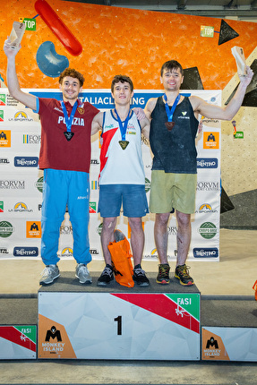 Campionato Italiano Boulder 2024 - 2. Filip Schenk 1. Nicolò Sartirana 3. Pietro Biagini, Campionato Italiano Boulder 2024