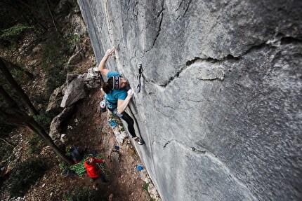 Barbara Zangerl repeats Pungitopo (8c+) at Arco, Italy