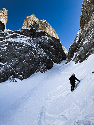 Piz de Puez, Dolomiti, Franz Anstein, Federico Maremonti, Andreas Tonelli - La discesa 'Canal sëura l uët' sul Piz de Puez nelle Dolomiti (Franz Anstein, Federico Maremonti, Andreas Tonelli 25/03/2024)