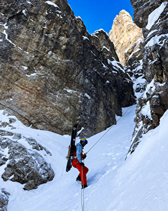 Piz de Puez, Dolomiti, Franz Anstein, Federico Maremonti, Andreas Tonelli - La discesa 'Canal sëura l uët' sul Piz de Puez nelle Dolomiti (Franz Anstein, Federico Maremonti, Andreas Tonelli 25/03/2024)