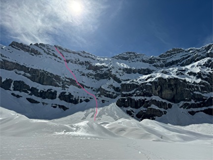 Epaule Sallière North East Ramp first known ski descent by Fay Manners, Anna Tybor