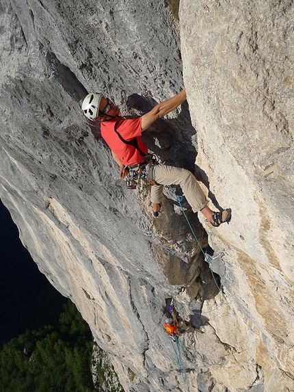 Križevnik - On 17/06/2012 Luka Lindič and Andrej Grmovšek completed the first ascent of Rajčeva (8a, 250m) up the North Face of Križevnik in Slovenia.