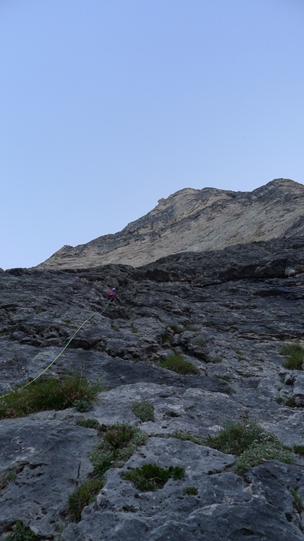 Donnafugata - Mayan Smith-Gobat and David Falt during their July 2012 repeat of Donnafugata sulla Torre Trieste, Civetta, Dolomites