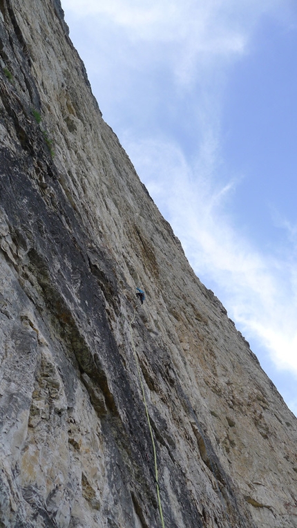 Donnafugata - Mayan Smith-Gobat and David Falt during their July 2012 repeat of Donnafugata sulla Torre Trieste, Civetta, Dolomites