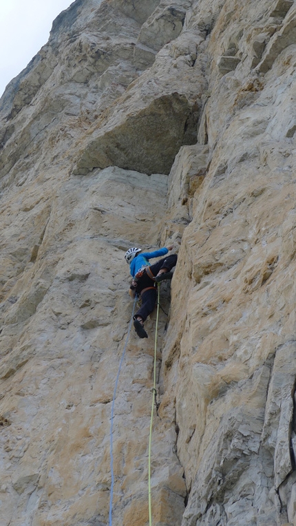 Donnafugata - Mayan Smith-Gobat and David Falt during their July 2012 repeat of Donnafugata sulla Torre Trieste, Civetta, Dolomites