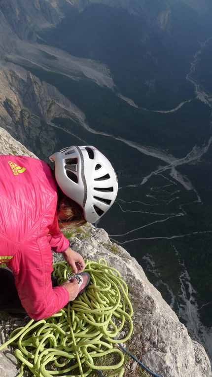 Donnafugata - Mayan Smith-Gobat and David Falt during their July 2012 repeat of Donnafugata sulla Torre Trieste, Civetta, Dolomites