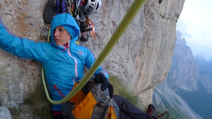 Donnafugata - Mayan Smith-Gobat and David Falt during their July 2012 repeat of Donnafugata sulla Torre Trieste, Civetta, Dolomites