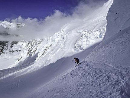Mt. Charles Alaska, Fred Caloggero, Joseph Hobby - Fred Caloggero skiing the first descent of 'Spectre' on Mount Charles, Alaska