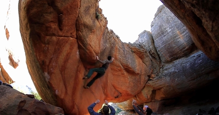 Michele Caminati su El Corazon a Rocklands