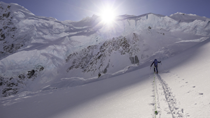 Mt. Charles Alaska, Fred Caloggero, Joseph Hobby - Joseph Hobby approaches Mount Charles, Alaska among the seracs