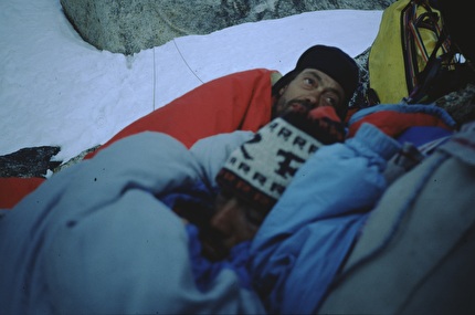 Mt Dickey, Alaska, Diretta Italiana 1991, Giuseppe Bagattoli, Paolo Borgonovo, Fabrizio Defrancesco, Bruno De Donà, Fabio Leoni, Mario Manica, Danny Zampiccoli - Paolo Borgonovo, Bruno De Donà sulla cima del pilastro. Mt Dickey 2909m Parete Sud. Central Alaska Range, Alaska 1991