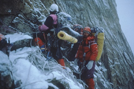 Mt Dickey, Alaska, Diretta Italiana 1991, Giuseppe Bagattoli, Paolo Borgonovo, Fabrizio Defrancesco, Bruno De Donà, Fabio Leoni, Mario Manica, Danny Zampiccoli - Fabrizio Defrancesco e Paolo Borgonovo nell'assalto finale dell'inviolata Sud del Mt Dickey 2909m, Central Alaska Range, Alaska 1991