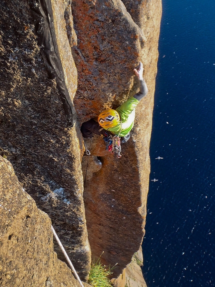 The Arctic Project - Greenland - Steve Bradshaw high on Improbability Drive, The Impossible Wall, Greenland.