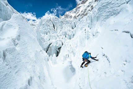 Hungchi, Charles Dubouloz, Symon Welfringer - Charles Dubouloz and Symon Welfringer making the first ascent of 'Le Cavalier sans tête', a new route on Hungchi (7,029m), May 2024