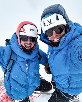 Hungchi, Charles Dubouloz, Symon Welfringer - Charles Dubouloz and Symon Welfringer making the first ascent of 'Le Cavalier sans tête', a new route on Hungchi (7,029m), May 2024