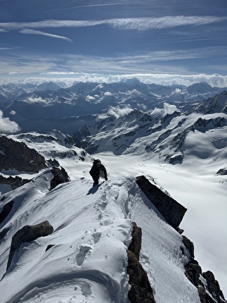 Grande Fourche, Fay Manners, Benjamin Ramos - Fay Manners and Benjamin Ramos making the first ski descent of 'Le Z' on the south face of Grande Fourche on 12/05/2024