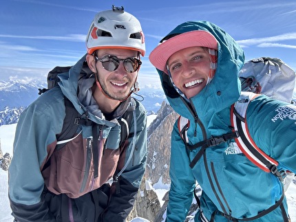 Grande Fourche, Fay Manners, Benjamin Ramos - Fay Manners and Benjamin Ramos making the first ski descent of 'Le Z' on the south face of Grande Fourche on 12/05/2024