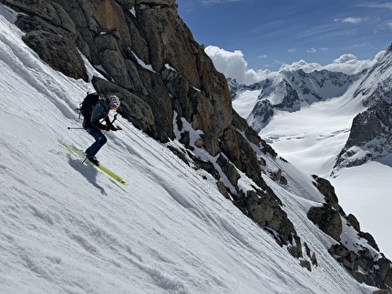Grande Fourche, Fay Manners, Benjamin Ramos - Fay Manners and Benjamin Ramos making the first ski descent of 'Le Z' on the south face of Grande Fourche on 12/05/2024