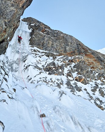 Hungchi, Charles Dubouloz, Symon Welfringer - Charles Dubouloz and Symon Welfringer making the first ascent of 'Le Cavalier sans tête', a new route on Hungchi (7,029m), May 2024