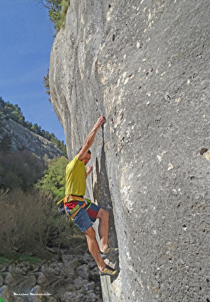 Carovilli, La Foce, Molise - Pietro Radassao climbing at Carovilli in Molise, Italy