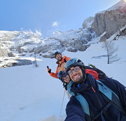 Enrico Lovato - Enrico Lovato, Ricky e Luca Zanon alla fine della discesa del Gran Vernel.