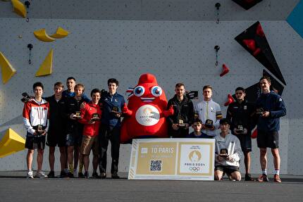 Olympic Qualifier Series Budapest - The men who in the Olympic Qualifier Series Budapest obtained a quota spot for the Paris 2024 Olympic Games: Dohyun Lee, Sam Avezou, Adam Ondra, Alberto Ginés López, Hannes van Duysen, Paul Jenft, Yannick Flohé, Hamish McArthur, Sascha Lehmann, Alexander Megos, Luka Potočar, Yufei Pan