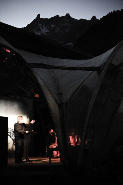 A way of being, words by and about Walter Bonatti - Vasco Mirandola at the Jardin de l'Ange at Courmayeur for A way of being, words by and about Walter Bonatti
