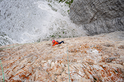 Gelbe Mauer, Kleine Zinne, Drei Zinnen, Dolomites - Daniel Ladurner climbing 'Gelbe Mauer', Kleine Zinne, Drei Zinnen, Dolomites