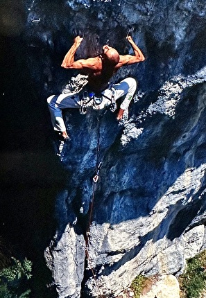 Riccardo Scarian - Riccardo Scarian su Terminator 8a+ in Totoga, terza salita, agosto 1990