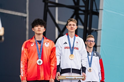 Giochi Olimpici Parigi 2024 - Sorato Anraku (argento), Toby Roberts (oro), Jakob Schubert (bronzo), Giochi Olimpici Parigi 2024