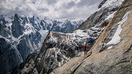 Stefano Ragazzo Eternal Flame Trango Tower - Stefano Ragazzo making the first rope-solo of Eternal Flame on Nameless Tower, Trango Towers, July 2024