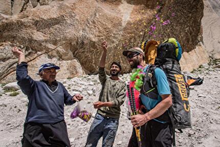 Stefano Ragazzo Eternal Flame Trango Tower - Stefano Ragazzo returning after the first rope-solo of Eternal Flame on Nameless Tower, Trango Towers, July 2024