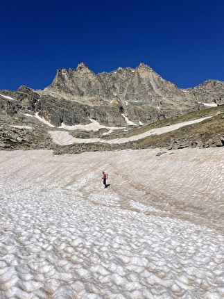 Courmaon, Valle Orco, Andrea Migliano, Lisa Seffusatti - L'apertura di 'Chiodo Fisso' sulla parete NE del Courmaon in Valle dell'Orco (Andrea Migliano, Lisa Seffusatti 04/07/2024)