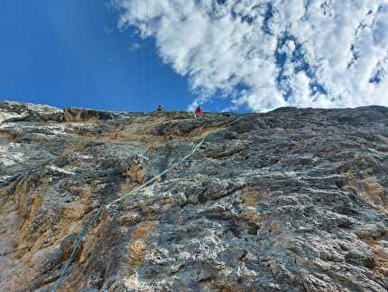 Piccolo Lagazuoi, Dolomiti, Walter Polidori - La via 'Odio la Guerra' al Piccolo Lagazuoi, Dolomiti: L1